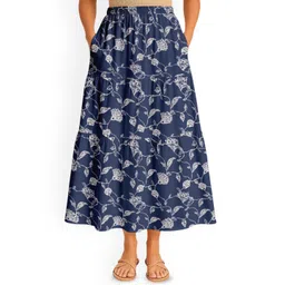 Moomaya Women Floral Printed Tiered Maxi Boho Skirt-picture-35