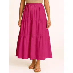 Moomaya Women Flowy Tiered Maxi Skirt image 1