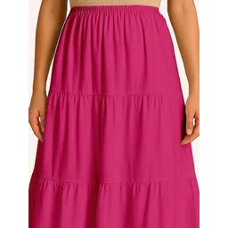 Moomaya Women Flowy Tiered Maxi Skirt image 4