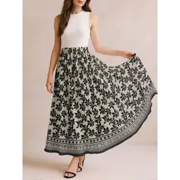 Moomaya Women High Waist Flowy Long Skirt-picture-12