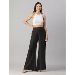 Moomaya Women Loose Fit High-Rise Parallel Trousers-image-17