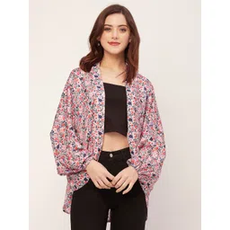 Moomaya Women Pink & Red Printed Shrug-image-25