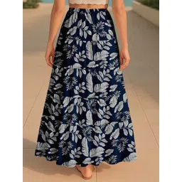 Moomaya Women Printed Pure Cotton Tiered Maxi Skirt image 3