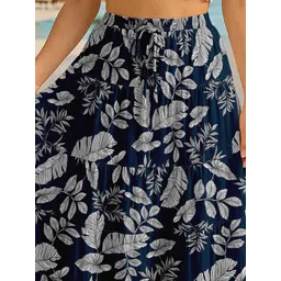 Moomaya Women Printed Pure Cotton Tiered Maxi Skirt image 4