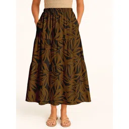Moomaya Women Printed Tiered Maxi Skirt-picture-24
