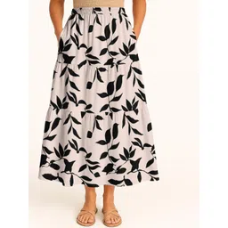 Moomaya Women Printed Tiered Maxi Skirt-picture-14