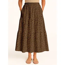 Moomaya Women Printed Tiered Maxi Skirt-picture-34