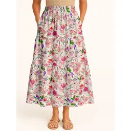 Moomaya Women Printed Tiered Maxi Skirt-picture-36