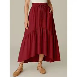 Moomaya Women Renaissance Flared Midi Skirt With Pockets-picture-25
