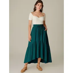 Moomaya Women Renaissance Style Tiered Maxi Skirt With Pockets-picture-36