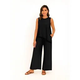 Moomaya Women Solid Tank Top And Pants Co-ord Set-picture-22