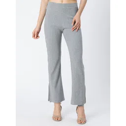 Moomaya Women Textured Cotton Trousers-image-6