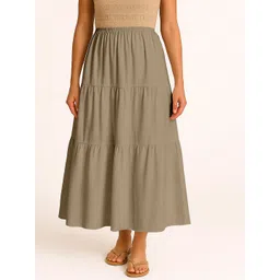 Moomaya Women Tiered Maxi Skirt-picture-40