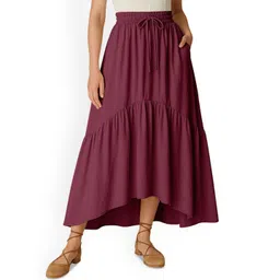 Moomaya Women Tiered Maxi Skirt With Pockets-picture-37