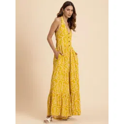 Moomaya Yellow Printed Jumpsuit image 3