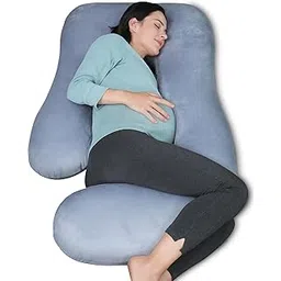 MOON PARK Pregnancy Pillows for Sleeping - U Shaped Full Body Maternity Pillow with Removable Cover - Support for Back, Legs, Belly, HIPS - 57 Inch Pregnancy Pillow for Women - Grey-picture-17