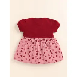 MooNKids Girls Conversational Printed Cotton Round Neck Fit & Flare Dress With Jacket image 3