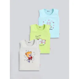 MoonKids Infants Pack Of 3 Printed Cotton Basic Vests-picture-20