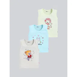 MoonKids Infants Pack Of 3 Printed Cotton Basic Vests image 1