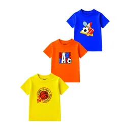 MooNKids Kids Pack Of 3 Graphic Printed Round Neck Cotton Tshirts-picture-58