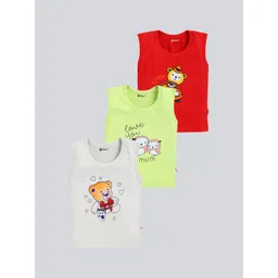 MoonKids Kids Pack Of 3 Printed Cotton Basic Vests-picture-21