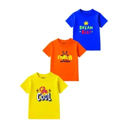 MooNKids Kids Pack Of 3 Typography Printed Applique T-shirt-picture-16