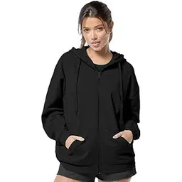 moonshine Women's Cute Hoodies Teen Girl Winter Jacket Sweatshirts Casual Drawstring Clothes Zip Up Hoodie with Pocket (in, Alpha, Regular, Black)-picture-36
