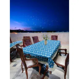 Mopak Decor Blue Floral Anti-Skid 6-Seater Table Cover-picture-33