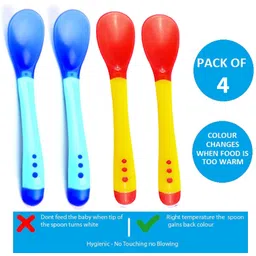 mopslik Baby Temperature Sensing Silicone Tip Spoons - Pack Of 4 Yellow Blue - Plastic-picture-19