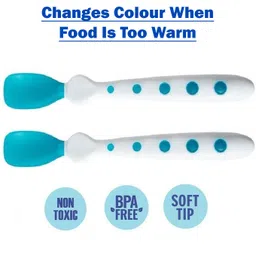 mopslik Silicone Tip Heat Sensitive Baby Feeding Temperature Sensing Spoons (Green)- Silicone, Plastic-picture-26