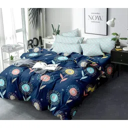 210 TC Polycotton Double Floral Flat Bedsheet-image-1