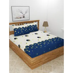 MORADO Blue & Cream-Coloured Cartoon Characters 210 TC Queen Bedsheet with 2 Pillow Covers-image-45