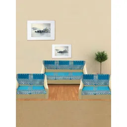 MORADO Blue & Grey 14 Pieces Embroidered 7 Seater Sofa Covers image 1