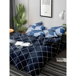MORADO Blue & White Checked Double Bed Duvet Cover-picture-31