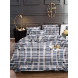 MORADO Blue & White Geometric 260 TC Queen Bedsheet with 2 Pillow Covers-picture-30