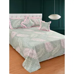 MORADO Green & Pink 5 Piece Floral Printed Double Queen Superfine Bedding Set-picture-35
