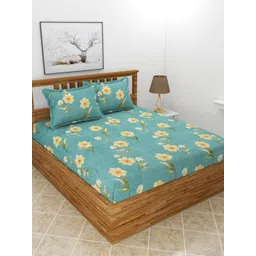 MORADO Green & Yellow Printed 210 TC Queen Bedsheet with 2 Pillow Covers-picture-20