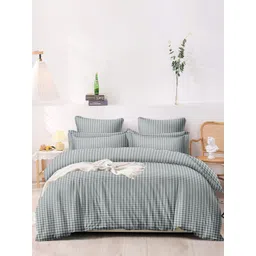 MORADO Grey & White Checked Cotton 210 TC Single Bedsheet Set 1.52 m x 2.28 m-picture-21