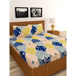 MORADO Multicoloured Floral 120 TC Queen Fitted Bedsheet with 2 Pillow Covers-picture-26