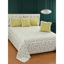 MORADO Mustard & White Ethnic Motifs Polycotton 5 Pieces Double King Superfine Bedding Set-picture-17