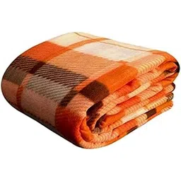 MORADO Single Bed Woolen Fabric Checked Quilt Cover/Duvet Cover/Rajai Cover/Blanket Cover for Winters (60X90 Inches, Orange)-picture-19