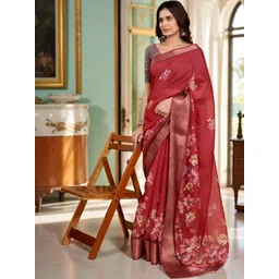 MORDEN MUSE Floral Printed Zari Saree-picture-29