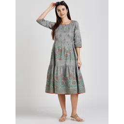 MORDEN MUSE Women Paisley Printed Summer Sheers Maternity Anarkali Kurta-picture-21