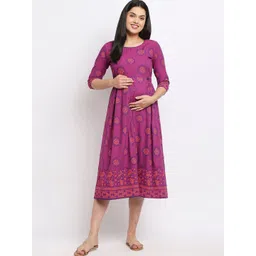 MORDEN MUSE Women Paisley Printed Summer Sheers Maternity Anarkali Kurta-picture-27