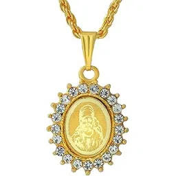 Gold Plated Brass CZ Studded Shirdi Sai Baba Chain Pendant Locket Necklace Spiritual Jewellery-image-29