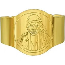 Gold Plated Brass Laser Engraved Shirdi Sai Baba Image Adjustable Free Size Open Finger Ring Spiritual Jewelry For Men/Women-image-30