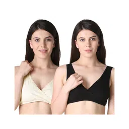 Morph Maternity Pack Of 2 Leak Proof Sleep Nursing Bras - Black & Cream-picture-27