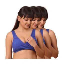 Morph Pack Of 3 Maternity Cotton Leak Proof Sleep Nursing Bra No Hooks Or Clips - Royal Blue-picture-20