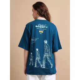 MORSE CODE Printed Pure Cotton Round Neck Oversized T-shirt-picture-25