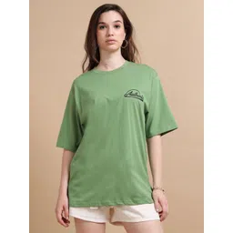 MORSE CODE Printed Pure Cotton Round Neck Oversized T-shirt-picture-15